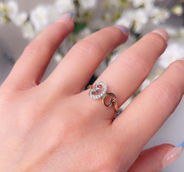 Double hearts ring