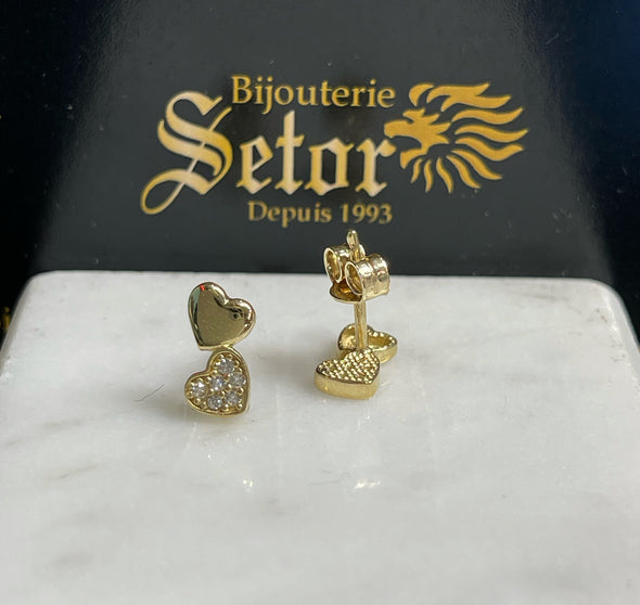 Double hearts stud earrings