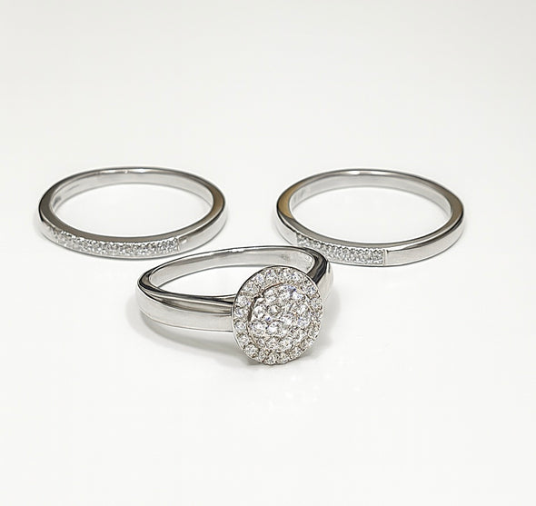 Diamond trio wedding rings