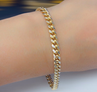 Diamond cut Cuban bracelet