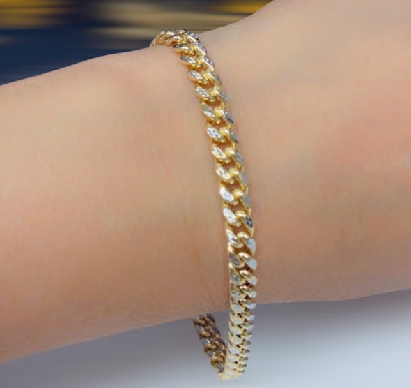 Diamond cut Cuban bracelet