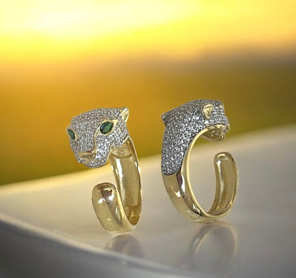 Green eyes panther ring