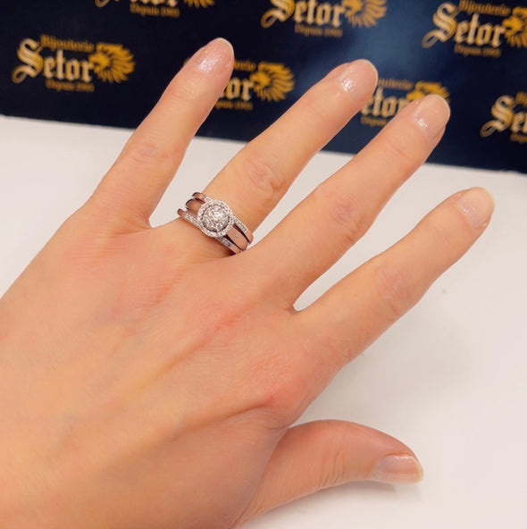 Diamond trio wedding rings