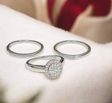 Diamond trio wedding rings
