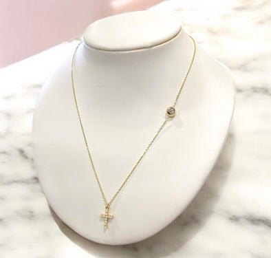 Cross & ball necklace