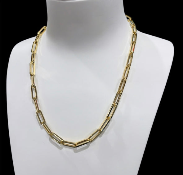 Paper clip gold chain