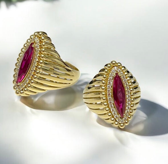Marquise cabochon ring