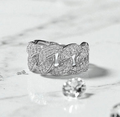 Diamond cuban link ring