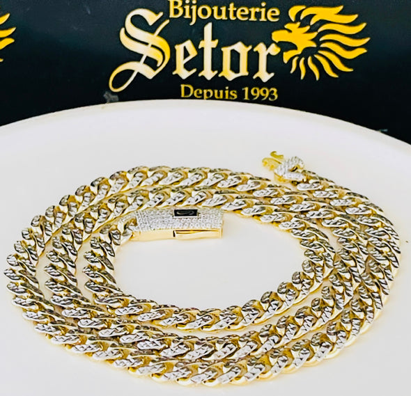 Chaîne Monaco bicolore diamantée MC166 - Bijouterie Setor