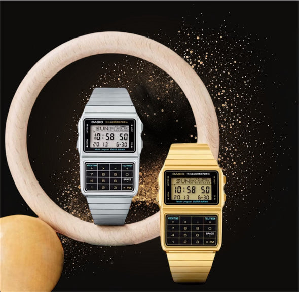 Casio silver tone calculator watch