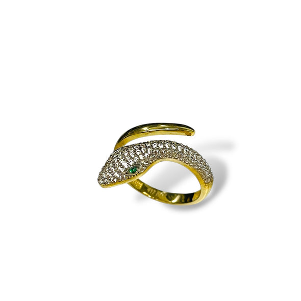 Green eyed snake ring