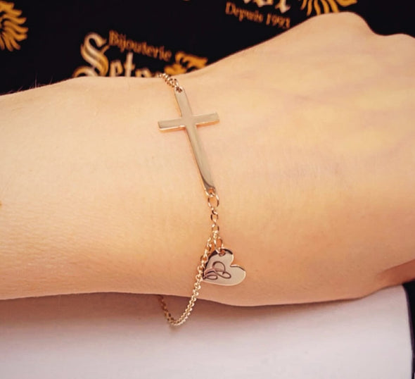Cross and initial bracelet