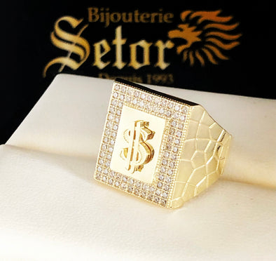 Square nugget dollar men’s ring MR079 - Bijouterie Setor