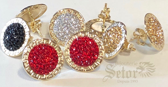 Kimberly gold & crystals stud earrings E011 - Bijouterie Setor