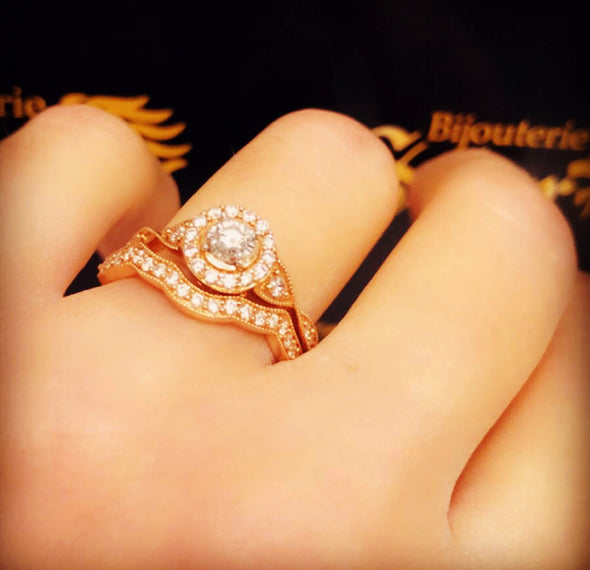 Aya rose gold diamond rings DWR023 - Bijouterie Setor