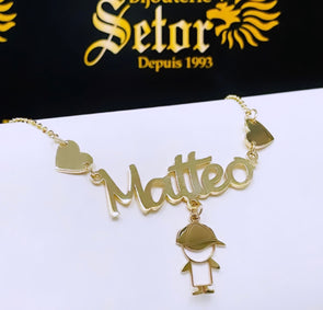 Boy name necklace with hearts NC084 - Bijouterie Setor