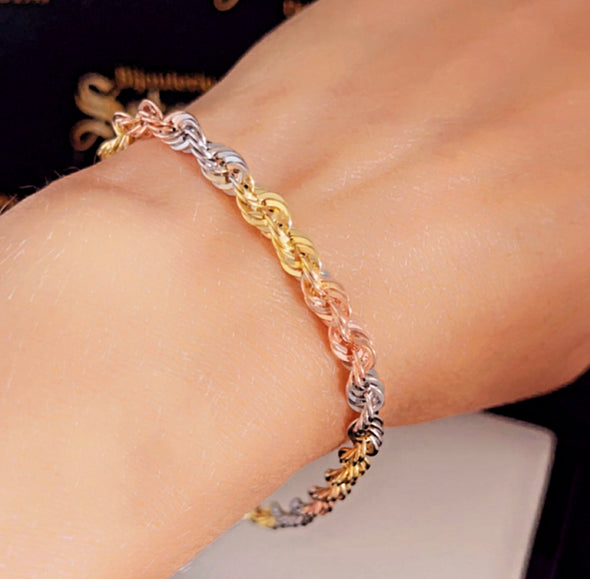 Three colours gold bracelet MB099 - Bijouterie Setor