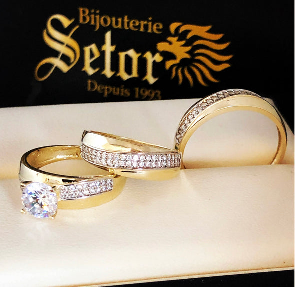 Sophia trio wedding rings TWR006 - Bijouterie Setor