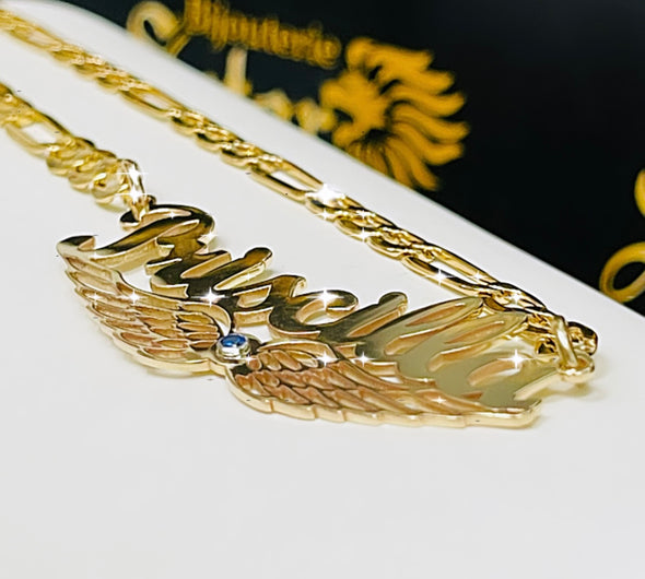 Angel wings name necklace NC082 - Bijouterie Setor