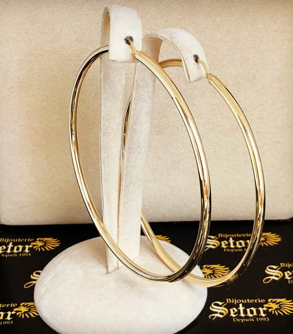 Holy gold hoop earrings E104 - Bijouterie Setor