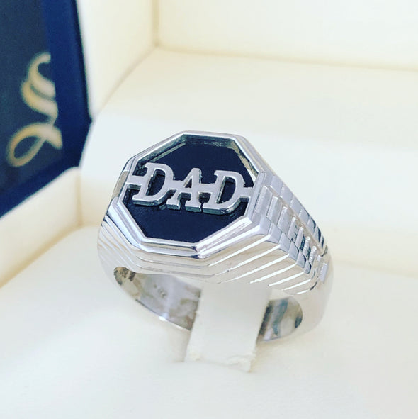 Dad white gold ring MR099 - Bijouterie Setor