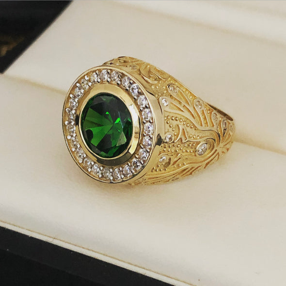 Emerald green men ring MR-21 - Bijouterie Setor