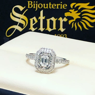 Bague de fiançailles en diamant baguette DER033 - Bijouterie Setor