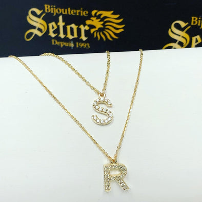 Double initials chain necklace NC055 - Bijouterie Setor