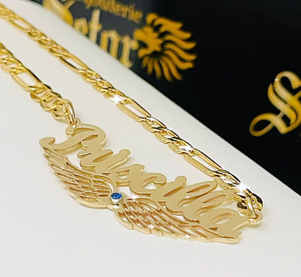 Angel wings name necklace NC082 - Bijouterie Setor
