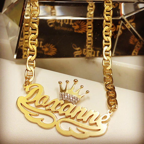 Name necklace with crown WC-125 - Bijouterie Setor