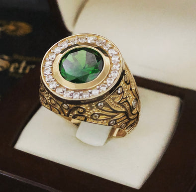 Bague d'homme vert émeraude MR-21 - Bijouterie Setor