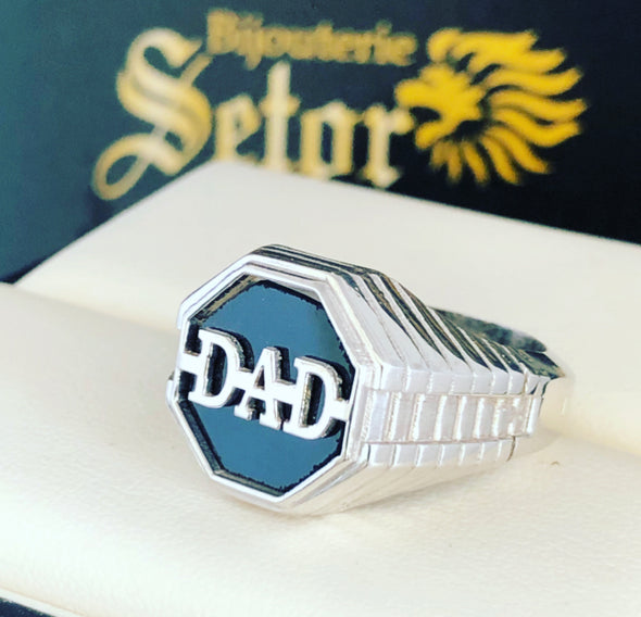 Dad white gold ring MR099 - Bijouterie Setor