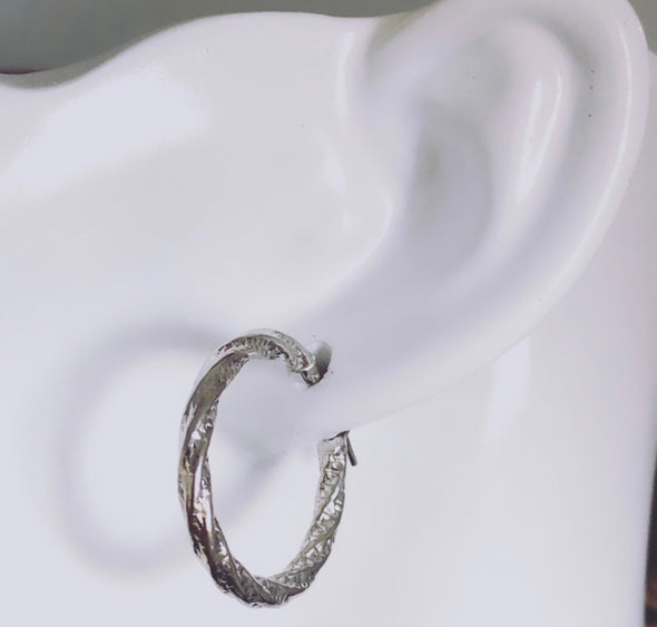 Boucles d'oreilles torsades en or blanc E176 - Bijouterie Setor