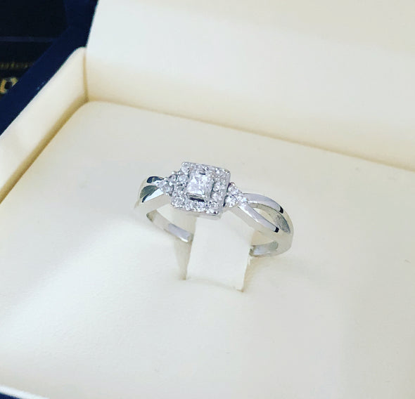 Nadine 14k white gold engagement ring ZER019 - Bijouterie Setor