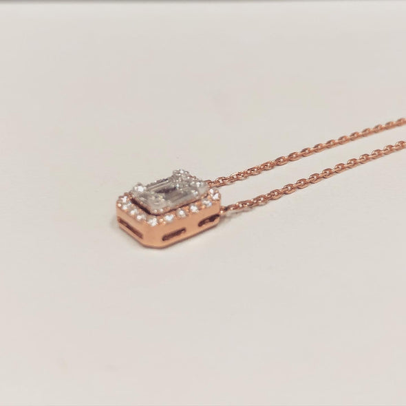 Collier pavot or rose diamant DC10 - Bijouterie Setor