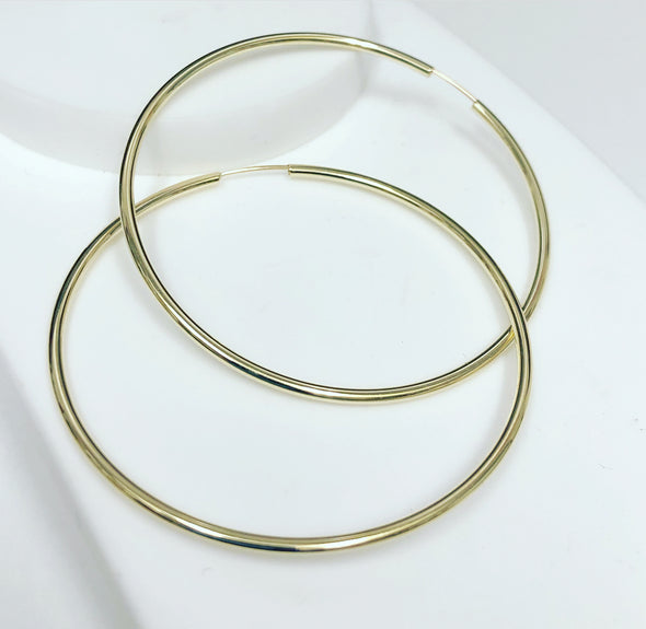 Sleepers gold hoop earrings E103 - Bijouterie Setor